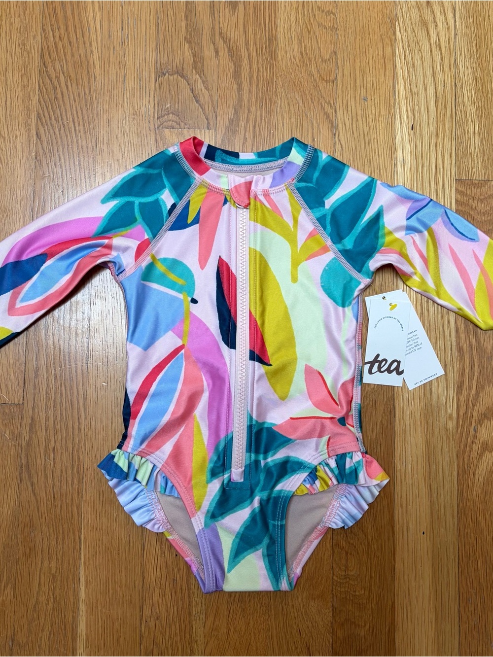 NWT Tea Collection Floral Rash Guard Swimsuit 12-18M